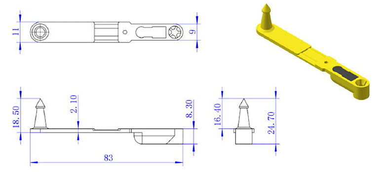 EM4305 LF Animal Ear Tag dimension