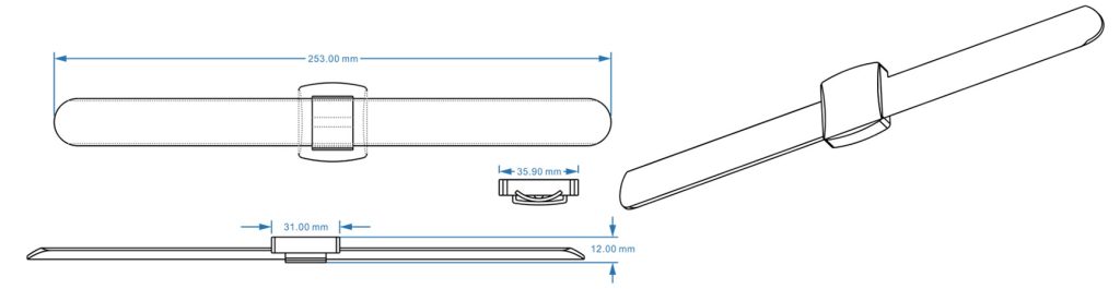 UHF Slap Silicone RFID Bracelets Dimension